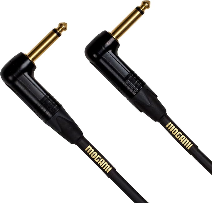 Mogami Gold Instrument RR Right Angle to Right Angle 06 Electric Guitar Instrument Cable 1/4 Inch TS to TS Electric Guitar Cable 6ft, Right Angle Connectors, OFC Core, Anti-Noise Pro Audio Quality