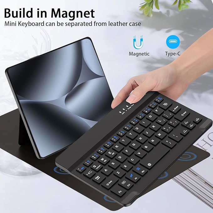 for Google Pixel 10 9 Pro Fold Keyboard and Mouse, Portable Mini Bluetooth Keyboard with Leather Case and Pen, 4 in 1 Travel Set for Pixel 10 Pro Fold Accessories/Motorola Razr Fold 2026