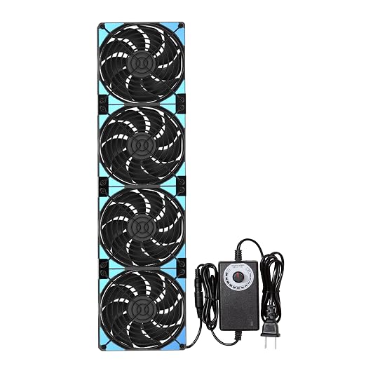 120mmx4 480mm Adjustable Computer PC Vent Fans 3-12V Speed Controller for Flexible Arrange Chicken Coop Rack Space Window Wall Cabinet Server Mining Rig Exhaust Cooling