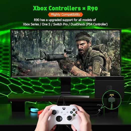 BIGBIG WON Controller Adapters, R90 Wired Controller Adapter for Xbox Series X|S/Xbox One/One X|S/Xbox Elite Series/Elite Series 2/PS5/PS4 Wired Console Adapter for Switch/PS4/PC Win11&10 (1 Piece)
