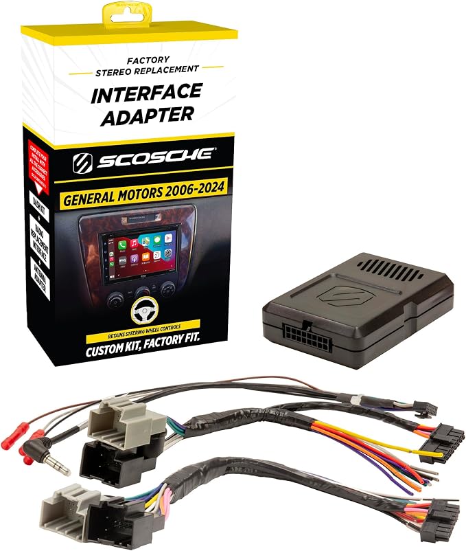 Scosche GM3K-WP Factory Stereo Replacement Interface Adapter, Compatible with Select 2006-24 GM Vehicles, Car Radio Wiring Harness, Retains Steering Wheel Controls & OEM Amplifier - See Fit Guide