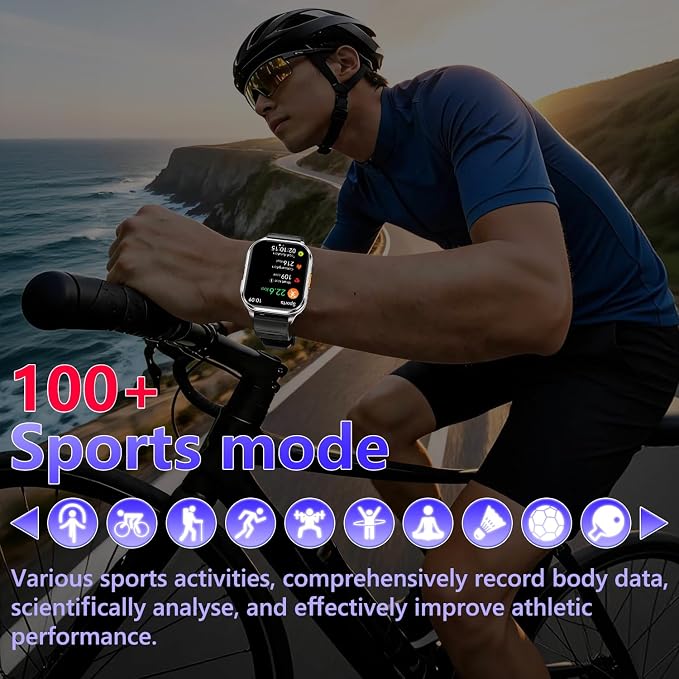 Smart Watches for Men Women with Built-in Camera 2.01" Touch Screen Play local music Save music Fitness with Heart Rate/SpO2/Sleep Monitor IP67 Waterproof Smartwatch for Android iOS 100+ Sports Modes
