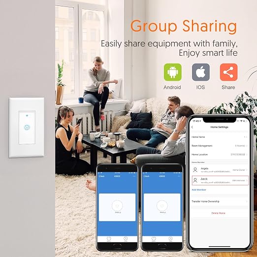Smart Switch, Smart Light Switch, Single-Pole, No Hub Required, Neutral Wire Required, 1-Pack