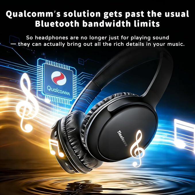 Tianfucen Wireless Headphones for TV, BKM400 TV Headphones Wireless for Seniors, TV Headphones Wireless with Easy Plug & Play USB Transmitter, No Lip-Sync Delay, 40H Playtime, Comfortable, Black