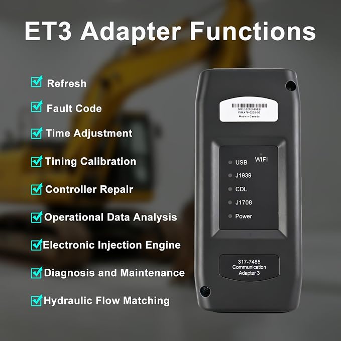 ET3 Communication Adapter 3 Tool 317-7485 Diagnostic Adapter 2026A V1.0 Software for CAT Heavy Equipment-Trucks, Excavators, Air Compressors, Ships, Drilling Rigs (ET3 with Software 2026A)