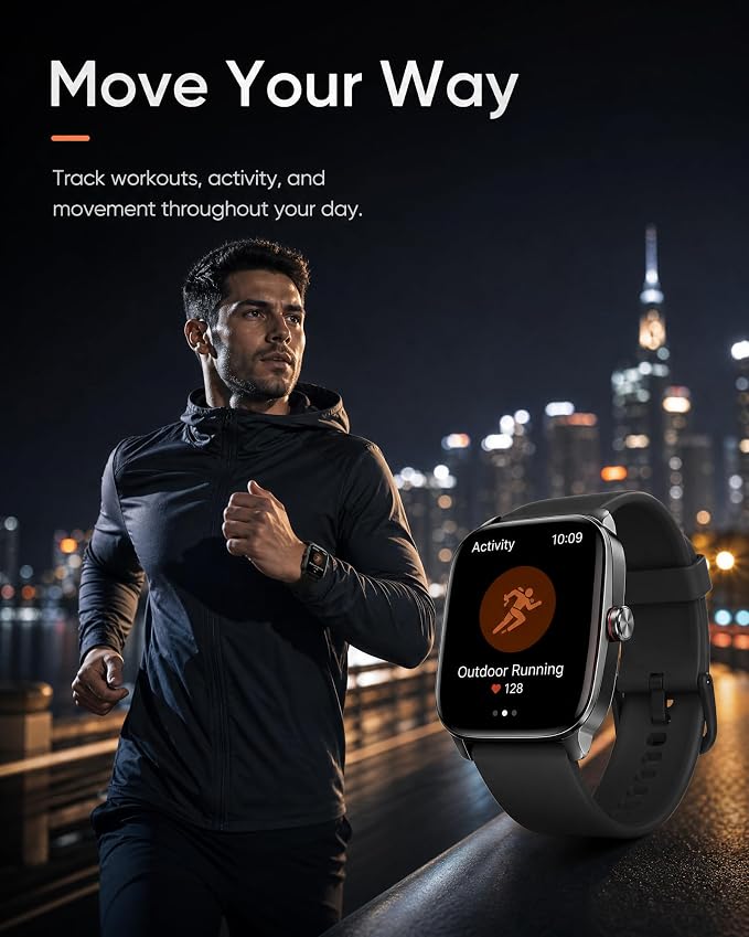 Smart Watch for Men Women, 1.85" HD Touch Screen Smartwatch with Bluetooth Answer/Make Calls, Fitness Tracker Compatible with iPhone Samsung Android iOS Black