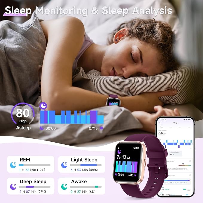 Gydom Smart Watches for Women for Android & iPhone, Alexa Built-in, 1.8" Touch Screen Smartwatch with Heart Rate/SpO2/Sleep/Stress Monitor, IP68 Waterproof Fitness Tracker, 101+ Sports Modes, 2 Bands
