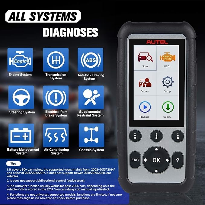 Autel MaxiDiag MD806 PRO OBD2 Scanner: Full Systems Diagnostic Scan Tool w/Live Data Oil Reset BMS SAS Throttle A/F EPB D-P.F, AutoScan, Up of MD808 MD806 MD805 MD802, Free Update, Data Print