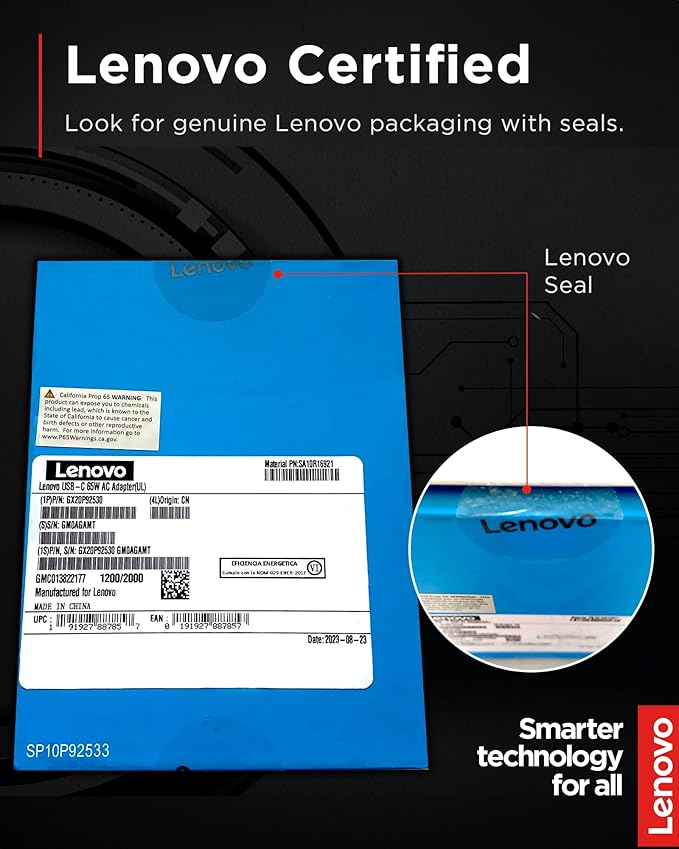 Lenovo USB-C 65W AC Adapter (UL) - 65 W - 5 V DC Output,(Pack of 12)