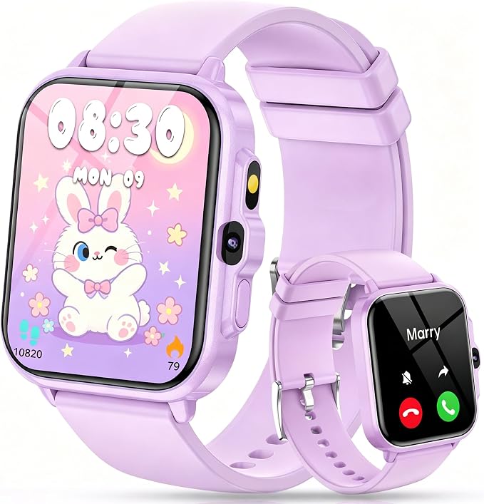 Smart Watch for Kids, 1.85" Fitness Tracker with Camera, Game, Music, SOS, AI, Alarm Clock, Video,Parent Control, 24/7 Heart Rate Sleep Monitor, 100+ Sport Modes, IP68 Waterproof, Gifts for Boys Girls