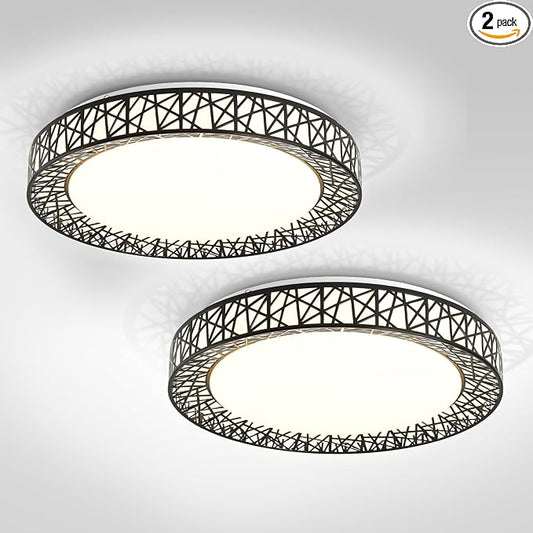 ASD 20 Inch LED Flush Mount Ceiling Light Fixture for Bedroom, 42W 2475LM 5CCT 2700K-5000K, Triac Dimmable Lights, Dining, Living Room, Kitchen Lamps, Modern Home Lighting Fixtures, Black, ETL, 2 Pack