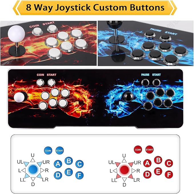 10000 Games in 1 Pandoras Box Arcade Game Console, 3D Double Stick WiFi Arcade Machine for PC, Projector & TV, Favorite List, 4 Players Online