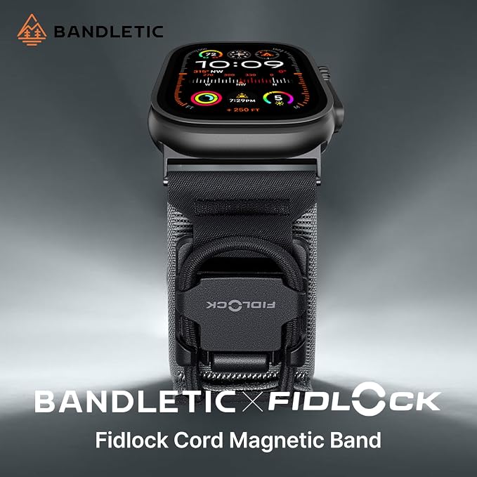Bandletic Compatible with Apple Watch Bands for Men, Stretchy Nylon Sport Bands with Magnetic Fidlock Hook Rope Buckle for iWatch Ultra 3/2/1 49mm, Series 11/10 46mm, 9/8/7 45mm, SE/6/5/4 44mm