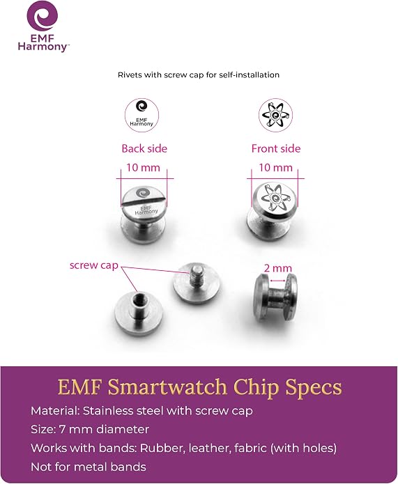 EMF Harmony Smartwatch Chip – Discreet Stainless Steel Bioresonance Rivet Accessory for Apple Watch, Garmin, Fitbit & Fitness Bands – Everyday Balance in a Wireless World