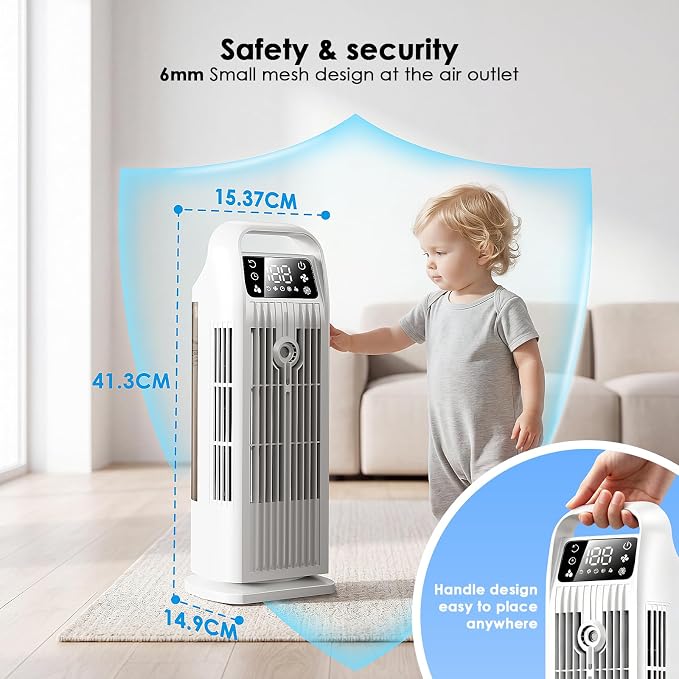 Portable Air Conditioners, 4 IN 1 Evaporative Air Cooler, 1200ML Water Tank, 3 Speeds & Storm Mode & Mist Spray, 120° Auto Oscillation, 12H Timer, Quiet Tower Cooling Fan for Room, Bedroom - White ﻿