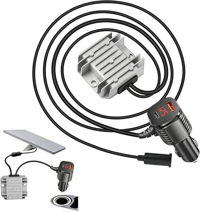 Starlink Mini Car Adapter with Step Up Converter, Carsupro Cigarette Lighter Power Boost Adapter 10-28V to 30V 3.5A Power Cord with USB A, Type-C Ports and Voltmeter for Truck RV Marine