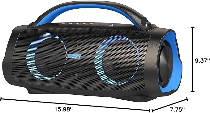 DOSS Extreme Boom Pro 100W Portable Speaker, 2+2 Channel, Deep Bass, IPX6 Waterproof, Bluetooth 5.3, 20H Playtime, Power Bank, Dynamic Lights, Outdoor Speaker for Camping, Beach, Poolside - Blue