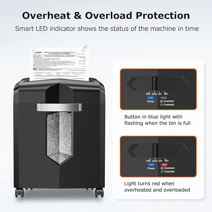 Bonsaii 12-Sheet Micro Cut Shredders for Home Office, P-4 Security Level Paper Shredder for CD, Credit Card, Mails, Staple, Clip, with Jam-Proof System & 4.2 Gal Pullout Bin C266-B