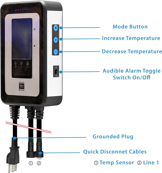 Innovative Marine Helio PTC Smart Heater - Titanium Reef Aquarium Heating System with Smart Solid State Ceramic Chip Technology (50 Watt)