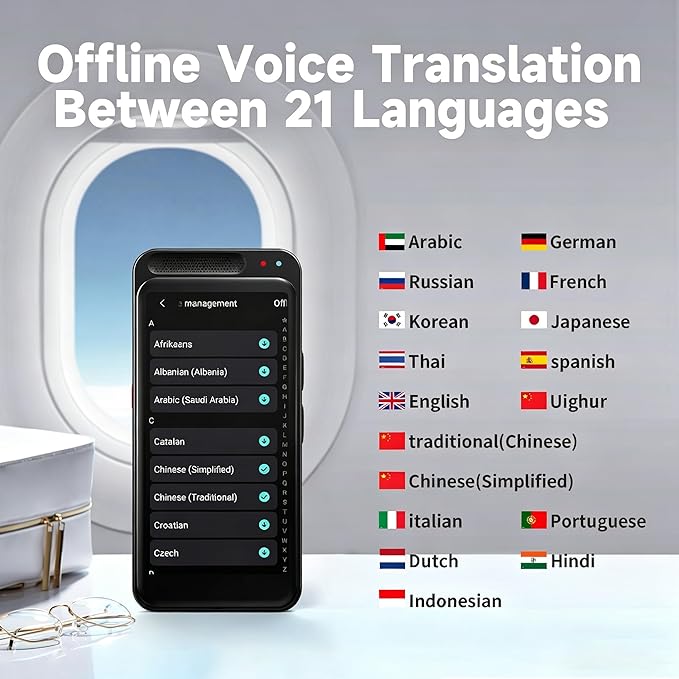 Language Translator Device No WiFi Needed, Tradutor de Idiomas, Upgrade AI Translator Support ChatGPT, Real Time Voice Translation with 150+ Languages, Offline/Photo Translation for Business, Learning