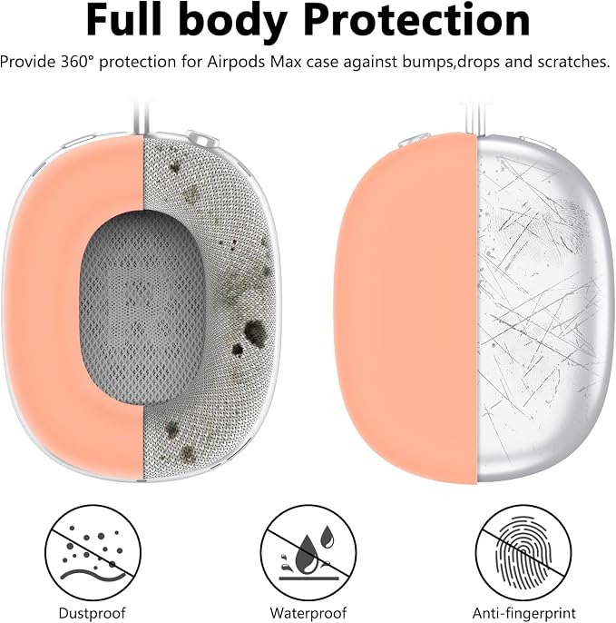 Silicone Case Cover for AirPods Max Headphones,Ear Pad Case Cover/Ear Cups Cover/Headband Cover for AirPods Max 2/1 (2026/2024/2020)(USB-C/Lightning),Silicone Accessories for Apple AirPod Max 2,Salmon
