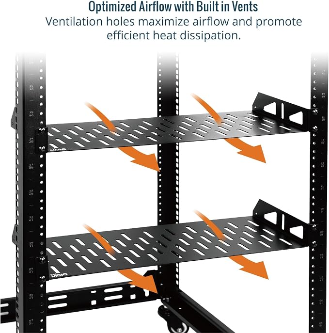 Tecmojo 1U Rack Shelf,19 inch Rack Shelf 6 inch Depth,Rack Mount Shelf with Anti-Slip Stops,Server Rack Shelf and Network Shelf for 19 in Equipments, 55lbs Capacity of Vented 1U Shelf,No Lip(2 Pack)