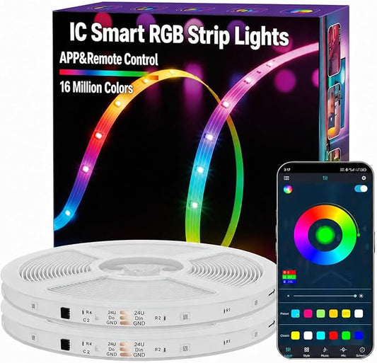 MFWW 130FT Strip Lights, Smart IC RGB LED Lights Multiple Colors on One Line, App+Remote Control, Timing, Multimodal, Music Sync, Color Changing Lights for Bedroom, Party Home Decor