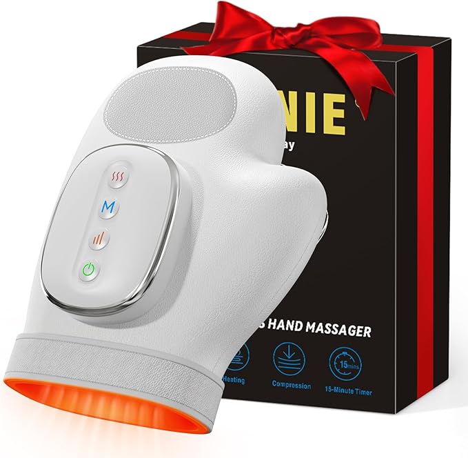 Hand Massager with Heat and Compression: Cordless Hand Massage Glove with 3 Modes, 5 Intensity & 3 Heat Therapy for Arthritis Carpal Tunnel Pain Relief - Fathers Day Dad Gifts (Gray)