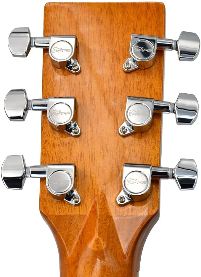 FretJoyB 18:1 Guitar Tuning Pegs 3x3 Standard Guitar Tuners Tuning Keys Replacement for Acoustic or Electric Guitars-Chrome(3 Right+3 Left)