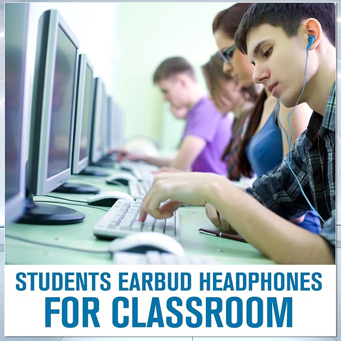Konohan 160 Packs Bulk Earbuds with Wire Earphones Classroom Wired Headphones for Students Headphones Individually Bagged, 8 Colors Ear Buds Bulk for Classroom School Library(Colorful)
