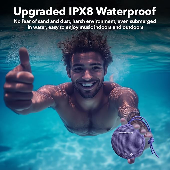 35W (peak) Monster Bluetooth Speaker, IPX8 Shower Speaker Waterproof, Bluetooth 5.4 with Loud HD Sound and Robust Bass, Extra Long Playtime Punchy, for Home, Beaches Portable Wireless Outdoor Speakers