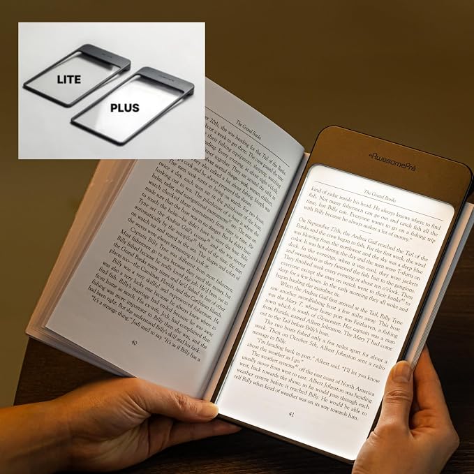 Plus Book Light, LED Reading Light, USB Rechargeable, Warm & Cool Tone, Portable Cordless Lamp for Bedtime Reading (Warm LED)