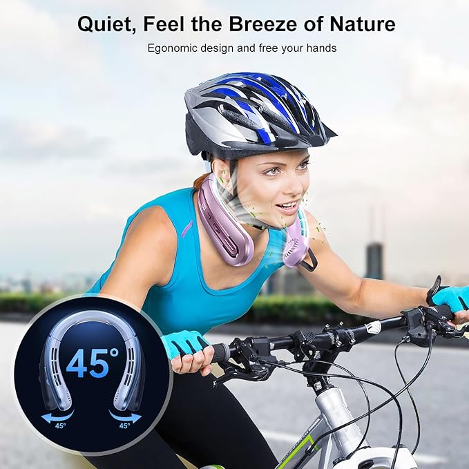 Portable Neck Fans that Blow Cold Air, Rechargeable Personal Small Wearable Cooler With 3-Speed, LED Display, 5000mAh, Type-C Port, Gift For Women, Dad, Birthday, Father, Travel, Outdoor, (Pink)