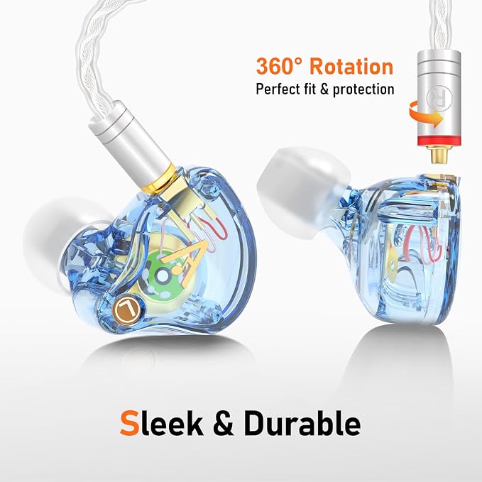 Vibes 202ML Wired Earbuds - HiFi in Ear Headphones for iPhone 5–14, Noise Isolating Ear Buds w/ Mic - Clear Sound, Deep Bass, Comfort-Fit Earphones - MMCX–LTN, Silver Plated Cord, Carrying Case