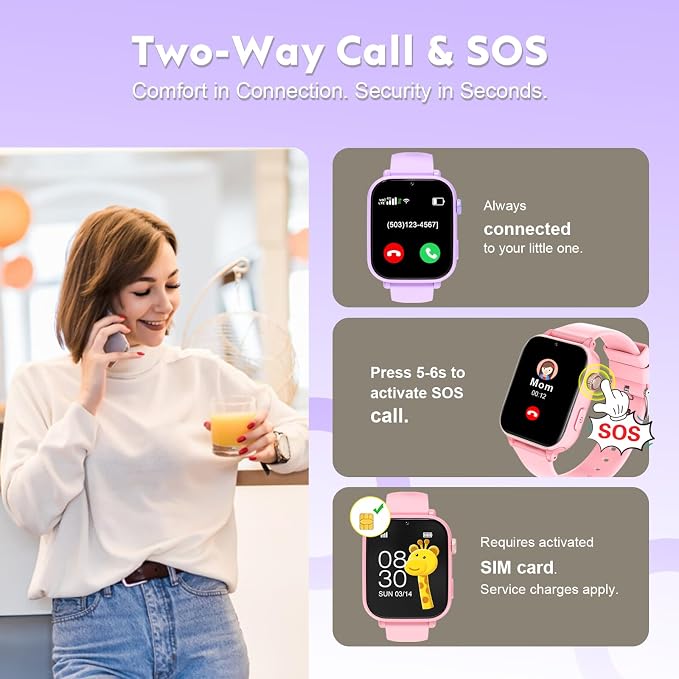 4G Kids Smart Watch for Boys Girls with GPS Tracker, Kid Smartwatch Phone Call SOS Video Call for Kids Birthday Gift Ages 4-12