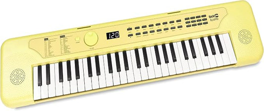 RockJam 49 Key Keyboard Piano, Portable Electronic Music Keyboard with Speakers, USB-C Power or Battery Operation, Headphone Input, 200 Tones, 200 Rhythms, Note Stickers & Lessons
