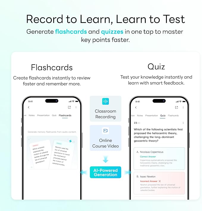 WaveNote TAG AI Voice Recorder – Speech-to-Text Transcription & Summary, 42-Hour Long Recording, Real-Time Translation, Ideal for Business Meetings, Lectures, Interviews, 40-Day Standby
