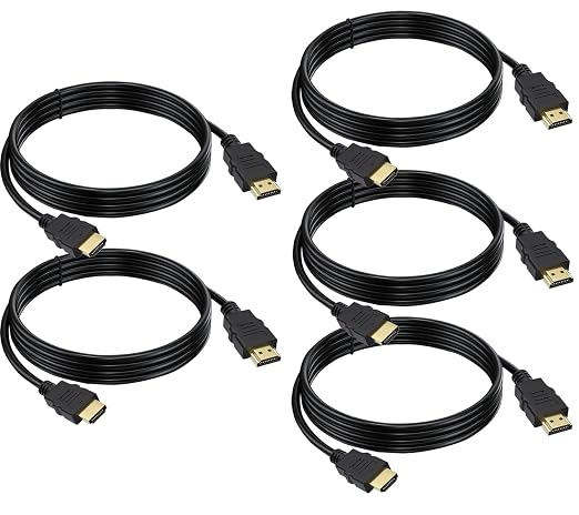 HDMI Cable 6 FT 5-Pack, 4K HDMI TV Cable 6FT, Shielded HDMI 2.0 CL3 Rated Cord for Smart Monitor with Streaming TV, 4K, 1080P@144Hz,ARC & CL3 Rated | for Laptop, Monitor, PS5, PS4, Xbox, Soundbar