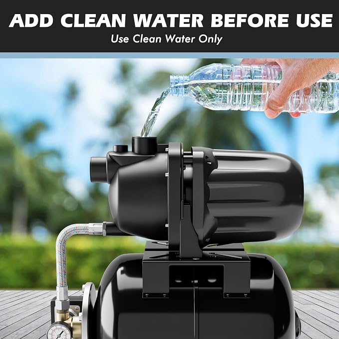 Goplus 1.6HP Shallow Well Pump with Pressure Tank, 1000GPH Garden Water Pump Jet Pressurized Automatic Water Booster Jet Pump for Home Irrigation Garden Lawn, 1200W (Black)