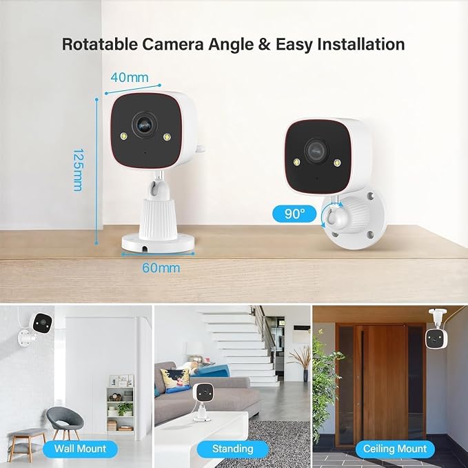 Jennov 2K WiFi Security Camera Indoor/Outdoor, Plug-in Home Surveillance Cam with Color Night Vision, Human Motion Detection, 2-Way Audio, IP66 Waterproof, Baby & Pet Monitor, 5G/2.4G