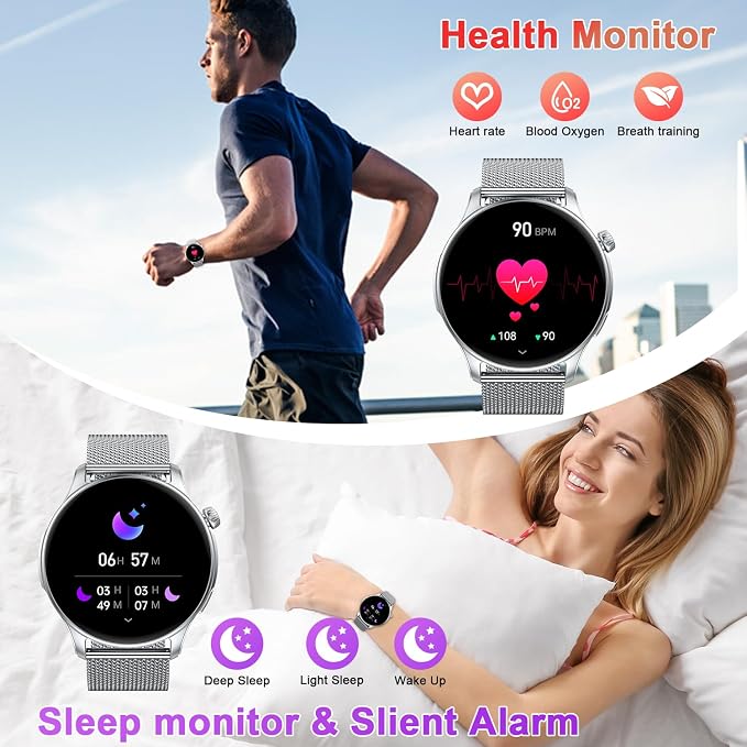 Kimeag Smart Watch for Men Women Fitness: Waterproof Make Answer Call Digital Mens Watches Step Tracker Running Smartwatch Android Phone Heart Rate SpO2 Sleep Monitor