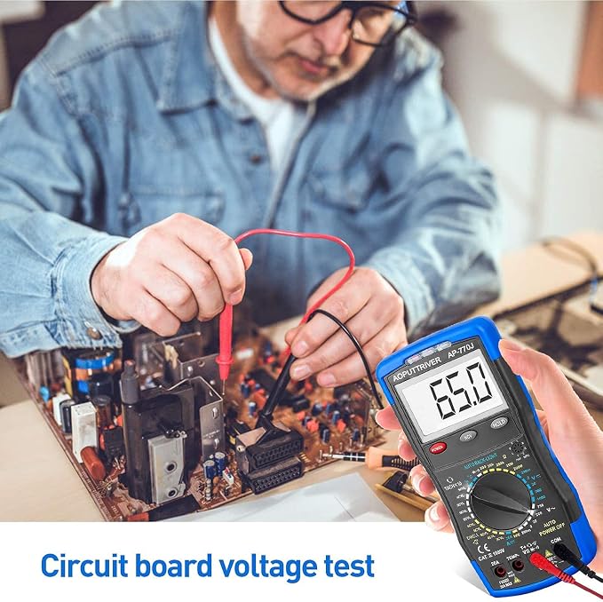 Digital Multimeter AP-770J Automotive Multimeter Engine Analyser Manual Ranging NCV Multi Tester Measure Voltage/Current/Resistance/Temp/RPM/Dwell Angle with Data Hold+Backlight+Auto Off+℃/℉