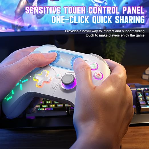 Gamrombo LED Wireless Controller for PS5, with Macro/Turbo | Gaming Controller with PS4/PC/Switch, Hall Triggers, Hall Joysticks, Dual Vibration, 2.4g Adapter, 3.5mm Audio Jack