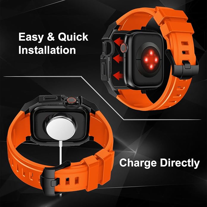 Luxury Metal Case with Band Compatible for Apple Watch 44mm 45mm 46mm 49mm,Men Rugged Protective Bumper Cover with Soft Silicone Strap for iWatch Series 11/10/9/8/7/6/SE3/SE2/SE/5/4 and Ultra 3/2/1 49mm