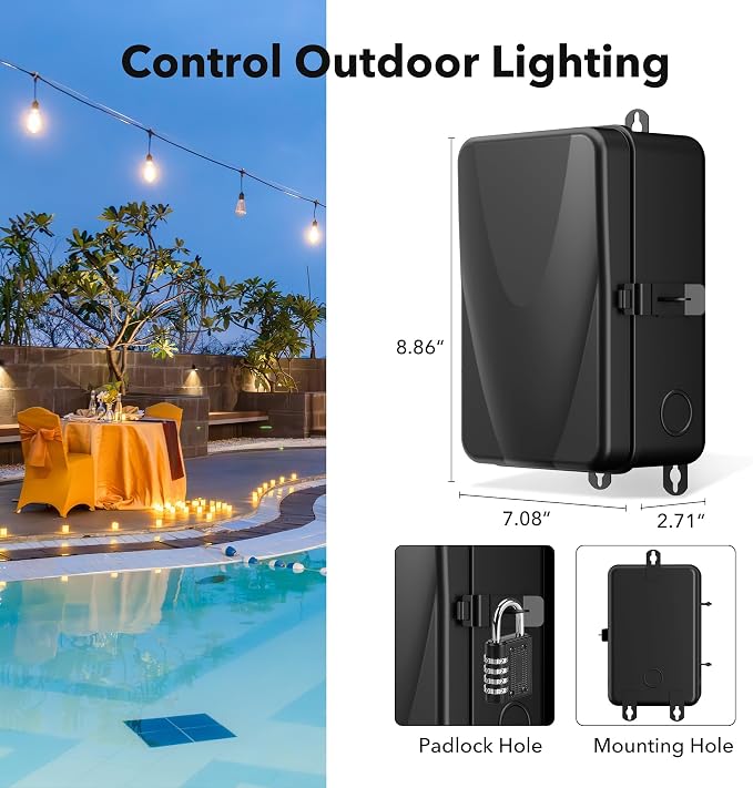 BN-LINK Pool Timer, Outdoor Mechanical Timer Switch for Water Heater, Pool Pump, Metal Casing, Heavy Duty 40A 120-277 VAC 2HP