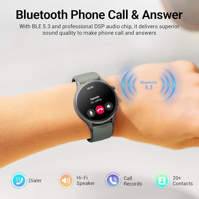 Fitpolo Smart Watch for Men Women,1.3" AMOLED Touchscreen Fitness Tracker, Make/Answer Calls, Heart Rate SpO2 Monitor, 3ATM Waterproof, Sleep & Activity Tracking Smartwatch for Android Phones iPhone