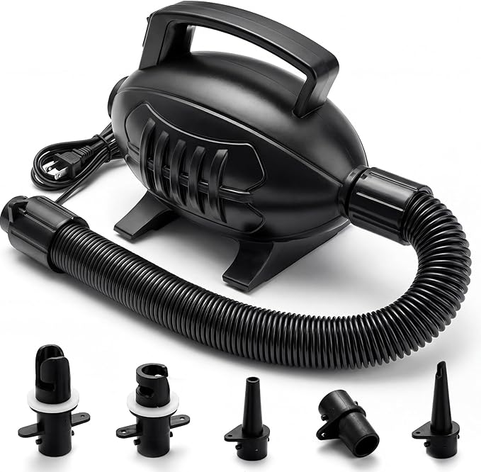 Electric Air Pump, 400W Quick-Fill Inflator/Deflator, 110–120V AC with 4 Nozzles, High-Pressure Fast Inflate for Air Mattress, Pool Floats, Rafts & Gymnastics Air Track, Overheat Protection