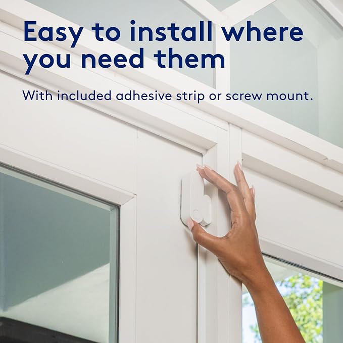 ADT Blu Door/Window Sensor 4-Pack, DIY Smart Home Security, Wireless Door and Window Alarm Sensor with Tamper Alerts, Convenience Mode for Drawers and Cabinets - Compatible with ADT Blu Systems