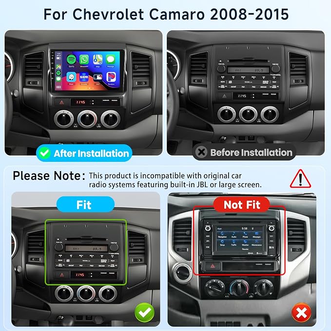 2G+64G Android 15 Car Radio Stereo for Toyota Tacoma 2005-2013 with Wireless CarPlay/Android Auto,9 Inch 1280 * 720P IPS Touch Screen GPS 5Ghz-WiFi Bluetooth 32-Band DSP HD Backup Camera