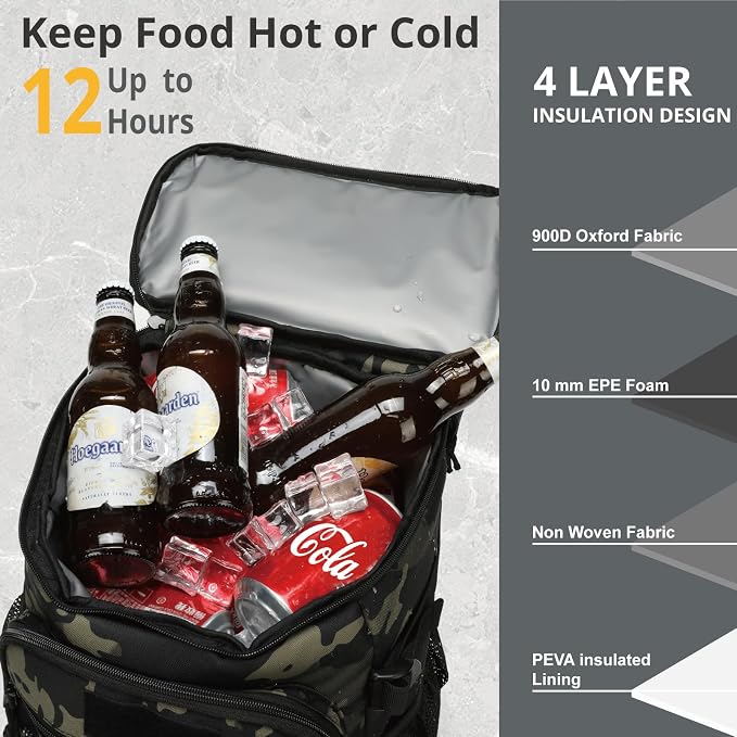 25L Backpack Cooler Keep All Drink Cold for Long Periods of Time Cooler Backpack Insulated Waterproof Portable High Durability Small Cooler Backpack with Compartment for Hiking Camping Beach